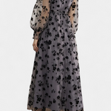 Vestido Maxi de Encaje Floral Iolanda con Mangas de Linterna