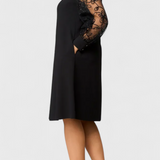Vestido Bellezza de Encaje con Mangas Largas y Cuello Redondo