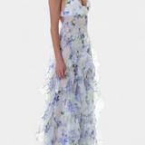 Vestido Maxi Bonnie con Volantes Florales y Cortes Laterales