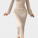 Vestido Largo Ashlyn con Estampado Gradiente y Escote en V