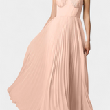 Vestido de Chifón Plisado Ottilie con Corsé Esculpido y Escote en Forma de Corazón