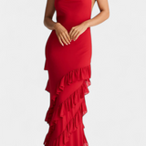 Vestido Maxi Padeline con Volantes y Espalda Descubierta