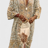 Vestido Largo Chinara Boho con Bordado Étnico y Silueta Relajada