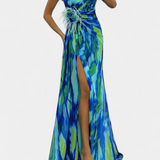 Vestido Maxi Asimétrico Aylin con Estampado Vibrante