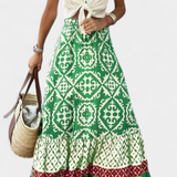 Falda Maxi Impresa Ethel con Volantes