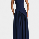 Vestido Maxi de Chiffon Celaena con Hombros Descubiertos y Abertura Lateral