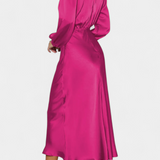 Vestido Maxi Cecila con Cuello Alto y Detalle Floral
