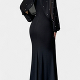 Vestido Atenea Halter de Malla con Perlas