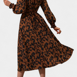 Vestido Nerin A-Line con Estampado de Leopardo y Cintura Ajustable