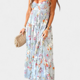 Vestido Floral Neha con Espalda Abierta y Tiras Delgadas