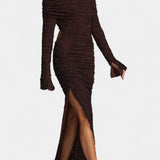 Vestido Maxi Fiammetta con Fruncidos y Alta Rendija