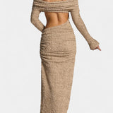 Vestido Maxi Fiammetta con Fruncidos y Alta Rendija