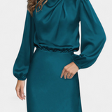 Vestido Maxi Cecila con Cuello Alto y Detalle Floral