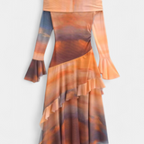 Vestido Largo Asimétrico Agentha con Estampado Tie-Dye