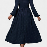 Vestido Midi de Oficina Faela con Puntos Suizos