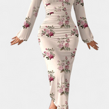 Vestido Largo Ashlyn con Estampado Gradiente y Escote en V
