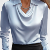Blusa de Satén Dilnaz con Escote en Cascada