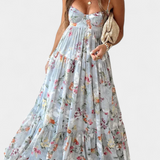 Vestido Floral Neha con Espalda Abierta y Tiras Delgadas