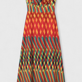 Vestido Maxi Janis con Estampado Artístico y Cuello Halter Corazón