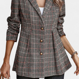 Blazer Peplum en Calico con Solapa de Muesca