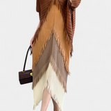 Vestido de Andalucía con Borlas y Bloques de Color Contrastantes
