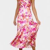 Vestido Asimétrico de Un Hombro Reya con Estampado Floral
