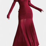Vestido Cornella Maxi Sin Tirantes con Pliegues Esculturales