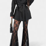 Conjunto de Blazer Oversized Demelza y Pantalones de Encaje Floral