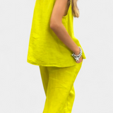 Conjunto de Chaleco Sin Mangas y Pantalón Leona en Lino de Algodón