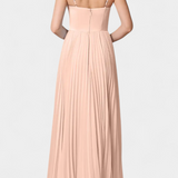 Vestido de Chifón Plisado Ottilie con Corsé Esculpido y Escote en Forma de Corazón