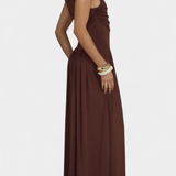 Vestido Maxi Maddy sin Mangas con Drapado Lateral