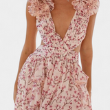 Vestido Zuleika de Chiffon con Volantes y Aberturas Laterales