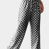Pantalones Anchos Hilaria con Estampado de Cuadros