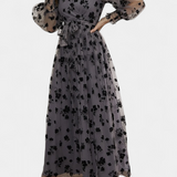 Vestido Maxi de Encaje Floral Iolanda con Mangas de Linterna
