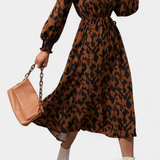 Vestido Nerin A-Line con Estampado de Leopardo y Cintura Ajustable