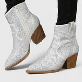 Botas Elegantes Berenice con Patchwork y Cierre Lateral