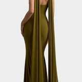 Vestido Maxi Faffienia con Cuello Halter y Corte de Ojal