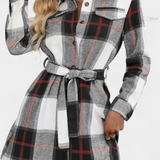 Vestido Camisa Mini Check Masia con Cinturón