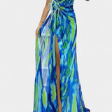 Vestido Maxi Asimétrico Aylin con Estampado Vibrante