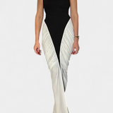Vestido Midi Bicolor Ariana con Pliegues