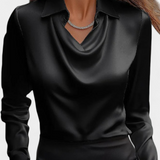 Blusa de Satén Dilnaz con Escote en Cascada