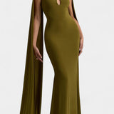 Vestido Maxi Faffienia con Cuello Halter y Corte de Ojal