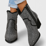 Botas Elegantes Berenice con Patchwork y Cierre Lateral