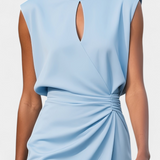 Vestido Midi de Manga Larga Mona con Cuello Redondo