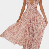 Vestido Zuleika de Chiffon con Volantes y Aberturas Laterales