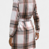 Vestido Camisa Mini Check Masia con Cinturón