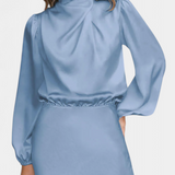 Vestido Maxi Cecila con Cuello Alto y Detalle Floral