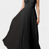 Vestido de Chifón Plisado Ottilie con Corsé Esculpido y Escote en Forma de Corazón