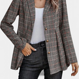 Blazer Peplum en Calico con Solapa de Muesca