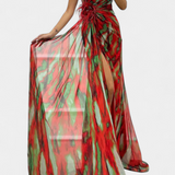 Vestido Maxi Asimétrico Aylin con Estampado Vibrante